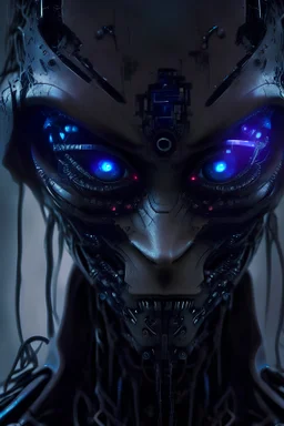 dark humanoid robot artificer futuristic assassin with a single eye