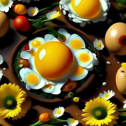 Fried Egg Flowers Art Print awesome full color,