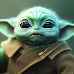 super cute photorealistic portrait of a baby yoda, star wars, intricate, headshot, highly detailed, sharp focus, cinematic lighting,