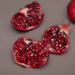 Pomegranate with fiery red skin with sparkling diamond seeds, fully detailed, 8k, 16k