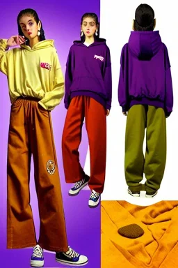 year 1998 women fashion. Loose, baggy, low waist Combat pants, t-shirt, new kind of hoodie with tippet! Colors: denim blue, blue, purple, cream, khaki, "light green", lilac, plum, orange, terracotta, red, light yellow, lion yellow, pink, dark blue, beige. Sturnus vulgaris-print. wide belt. Partly latex or leather. Kylie Minogue, Tyra Banks. leg warmer. Cargo pants and hoodie!