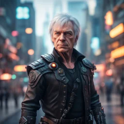 david icke as cyperpunk witchhunter,bokeh like f/0.8, tilt-shift lens 8k, high detail, smooth render, down-light, unreal engine,bokeh like f/0.8, tilt-shift lens 8k, high detail, smooth render, down-light, unreal engine