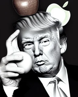Donald Trump with an apple on his head