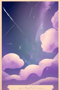 A song poster containing the night sky with stars and one shooting star with lavender flowers written on it the birth of a star