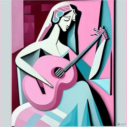 picasso Neoclassicism pink woman and guitar