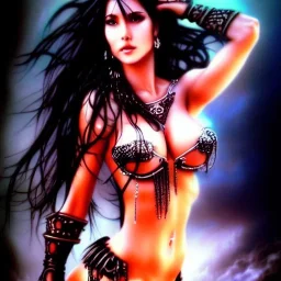 Epic full body picture portrait of busty atletic young beautiful Dejah Thoris Luis Royo styles