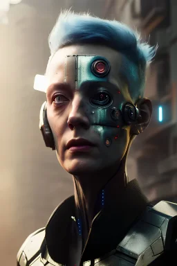 portrait post-apocalypse cyborgs in a cyberpunk city, sci-fi fantasy style, volumetric lighting, particales,highly detailed,cinamatic, deep colours,