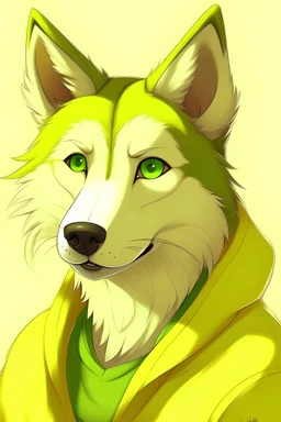 Anthro husky yellow fur green eyes gay