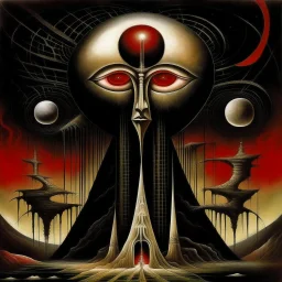 Cabal surreal nightmare, abstract surrealism, by Colin McCahon and Anton Semenov and H.R. Giger, mind-bending color ink illustration; album cover art, by Desmond Morris