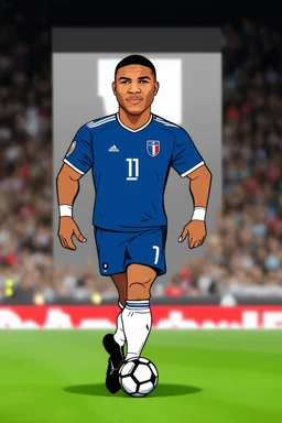 Kylian Mbappe French footballer cartoon 2d