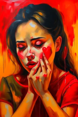 Oil painting I hate you with deep love