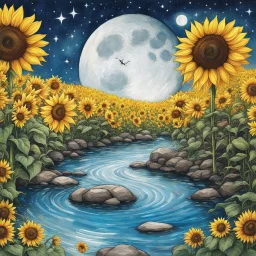 Comme une pierre que l'on jette dans l'eau vive d'un ruisseau Qui laisse derrière elle des milliers de ronds dans l'eau Comme un manège de lune avec ses chevaux d'étoiles Comme un anneau de Saturne, un ballon de carnaval Comme le chemin de ronde que font sans cesse les heures Le voyage autour du monde d'un tournesol dans sa fleur Tu fais tourner de ton nom tous les moulins de mon cœur