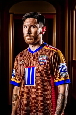 Messi wearing the Moroccan shirt .