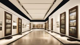 Interactive display screens in the Naqshahat Museum showroom, measuring 10 meters by 14 metres