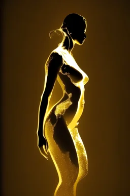Gold silhouette of female body