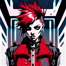 beautiful punk girl, hyper detailed, intricately detailed, illustration by <kilian eng> <Yoji Shinkawa>, darkred tones,