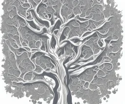 Vector tree illustration white background die cut