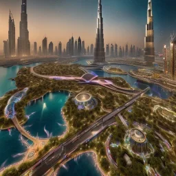 city of Dubai carved out of vibrant gems, gnarled trees, vines, and jewels, volumetric lighting, unreal engine, 8k resolution, high-quality, fine-detail, intricate, digital art, detailed matte, 3D octane render