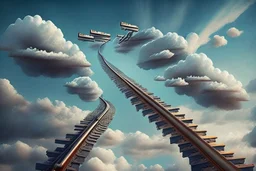 trains on ladder track in the skies