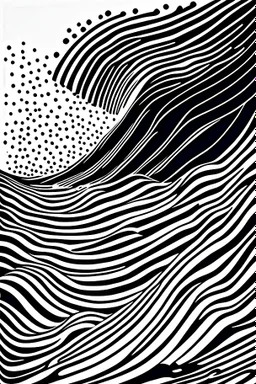 waves art, black and white, line art rough