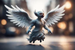 motion blur swooping gremlinmonster angel bokeh like f/0.8, tilt-shift lens 8k, high detail, smooth render, down-light, unreal engine, prize winning