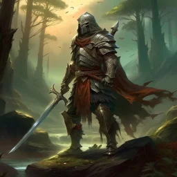 old fantasy illustration lone warrior