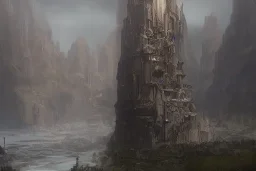 fantasy steampunk cliff palace river seven towers