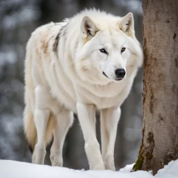 a large white alpha wolf