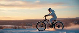 888 snow man riding a bike