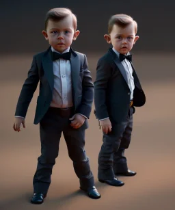 James bond toddler, full body, gun, car, dramatic lighting, hyper realistic