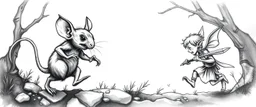 rat gremlin elf halfling pixie runner, airbrush and pen outline, high contrast