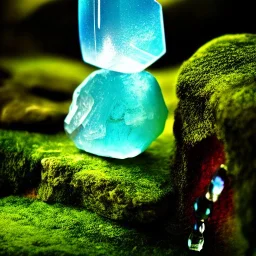  hedjuk, cristal castle crystalline, beau , fin, renderin, room, cosmic, opalescent, gemstones, crystals, object, other worldly,water, rock, moss,bright, ice background