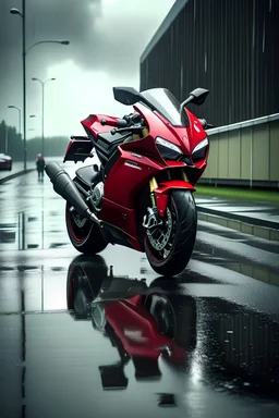 ducati panigale in the rain wallpaper