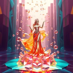 very complex CIFY structure ,pretty viberating color environment 3d metalic and crystal recursive evolving and animating beveled geometric base very complex CIFY structure emiting bubbles that broke, goddess of love in a pretty cleric dress comes out dancing gracefully , viberating color moving very in modern city escape environment while camera tracking it.write in down screen 3d animating"Made in Grok By:J.Babakan"