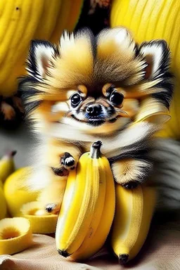 I like bananas and cute little Pomeranian puppies