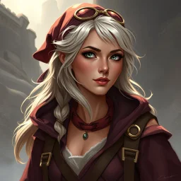 a pretty middle-aged woman, fantasy, traveller, sorceress, digital art, stylised