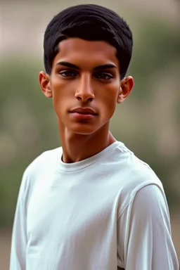 Appearance: Ari has a mixed-race skin tone with a light brown complexion. He has dark hair in a page boy haircut, and his hair length could be somewhere in-between long and short. His face is thin with high cheekbones and dark eyes that are often full of emotion. He stands at around 5 feet 7 inches tall, with a lean build that suggests he doesn't engage in a lot of physical activity. He is of average attractiveness.