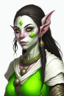 white skinned half orc young woman