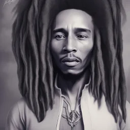 bob marley ,award winning portrait long black hair. unreal engine 5, artistic lighting, highly detailed, photorealistic, fantasy ,smoke . futuristic . afro .