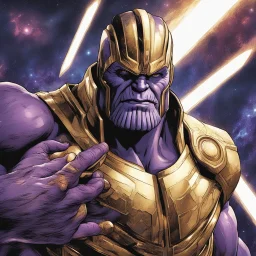 A god-like thanos with infinite power who owns the galaxies