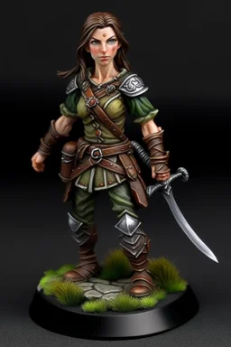 50 year old large broad female half elf brown hair fighter