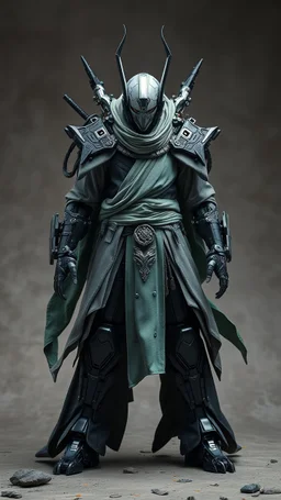 A centering dynamic view action showcasing the fusion of figma and Neumorphic elements, depicting a fully fantasy of an artist Its intricate mechanisms are driven by interlocking robes and complex fabrics casual outfit embedded throughout its massive figma frame. Stance on black mechtech battlefields abandone Dojo. no camera