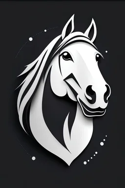 logo design, bunchy, 3d lighting, white horse, highly detailed face, cut off, symmetrical, friendly, minimal, round, simple, cute