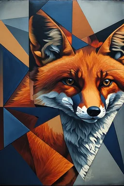 Short series of Art Deco,let me know how they are going down in interest. “Cubist digital art depicting a fox fragmented into geometric planes and angular shapes, multiple perspectives shown simultaneously, deep navy blue and burnt orange color blocking, sharp triangular forms intersecting with curved segments, Picasso-inspired deconstruction, abstract yet recognizable silhouette, textured surfaces with subtle gradients, modern gallery art style”A visible but tasteful artist signature reading ‘