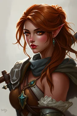 a pretty woman, hazel hair, fantasy, warrior, digital art, stylised