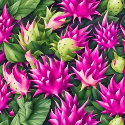 A background with colors of dragon fruit and its leaves