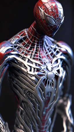 spiderman become robot, body from metal material, ultra realistic, 4k, ultra detail, full body, full picture