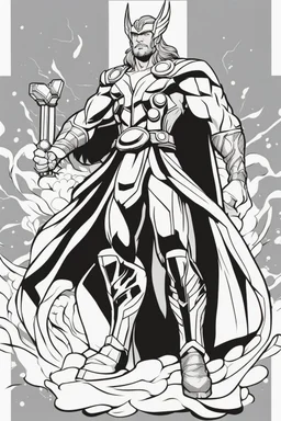 out line art of THOR super HIRO colouring pages with white background ,skech style ,full body. only use outline,mandala style,clean line art,white background,no shadow and clear and well outlined