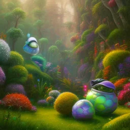 pixar style, volumetric summer garden environment and background, hyper realistic painting of best 3d puffer Nike sneaker, looking excited, volumetric lighting, dramatic lighting, detailed digital painting, anime, ornate, colour-saturated colors, chaotic, small minutiae, tiny features, particulars, centered, smooth, sharp focus, renderman gofur render, 8k, uhd, detailed eyes, realistic shaded volumetric lighting, sunlight caustics, backlight, centered camera view