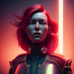 Red hair, military Woman, captain, army, cyberpunk, neon, highly detailed, art stations, concept art, smooth, unreal engine 5, god rays, ray tracing, RTX, lumen lighting, ultra detail, volumetric lighting, 3d, finely drawn, high definition, high resolution, gradient background